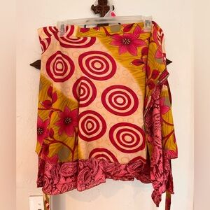 Sari wrap skirt, reversible, mini length